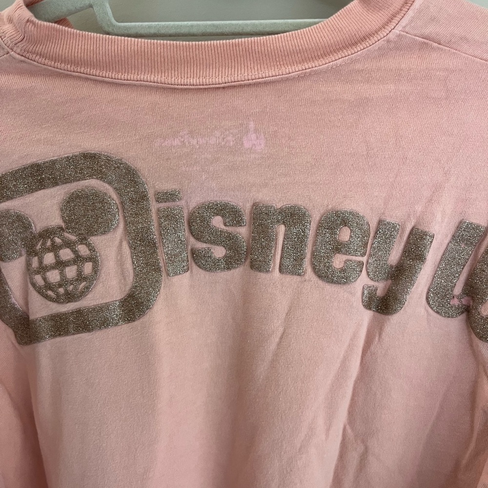 Disney World Spirit Jersey Glitter Puff Long Sleeve Size Large Peach Gold - Picture 3 of 13